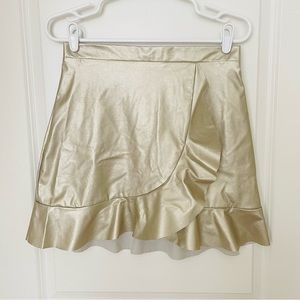 Metallic Gold Ruffle Mini Skirt